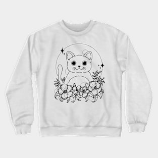 Cute cat and flower Crewneck Sweatshirt